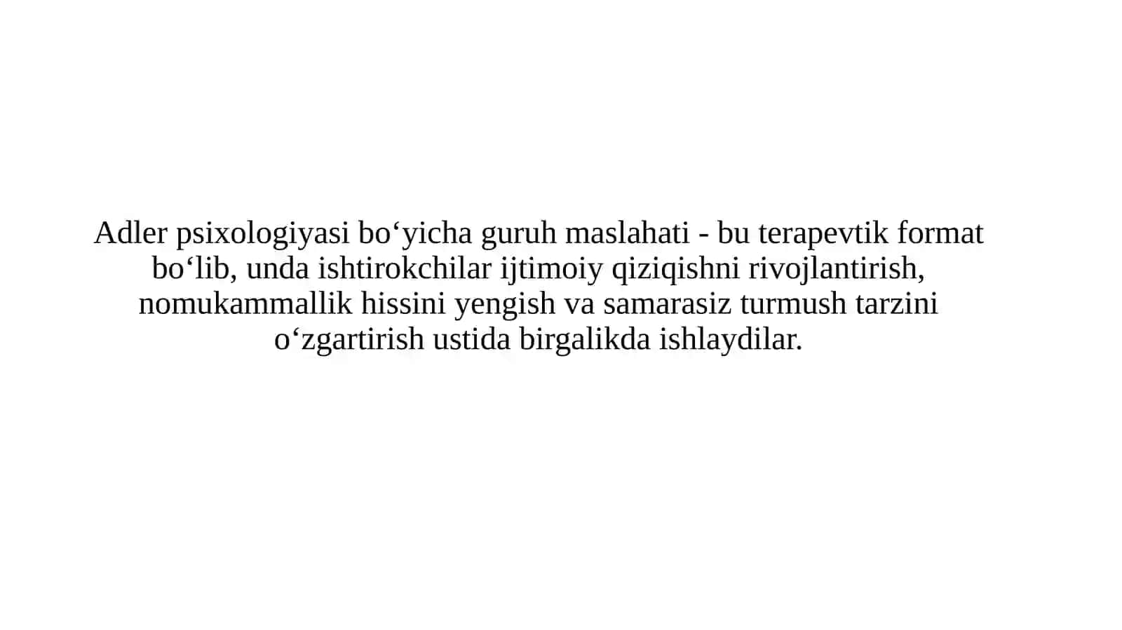 Adler talqinidagi guruhiy konsultatsiya 2