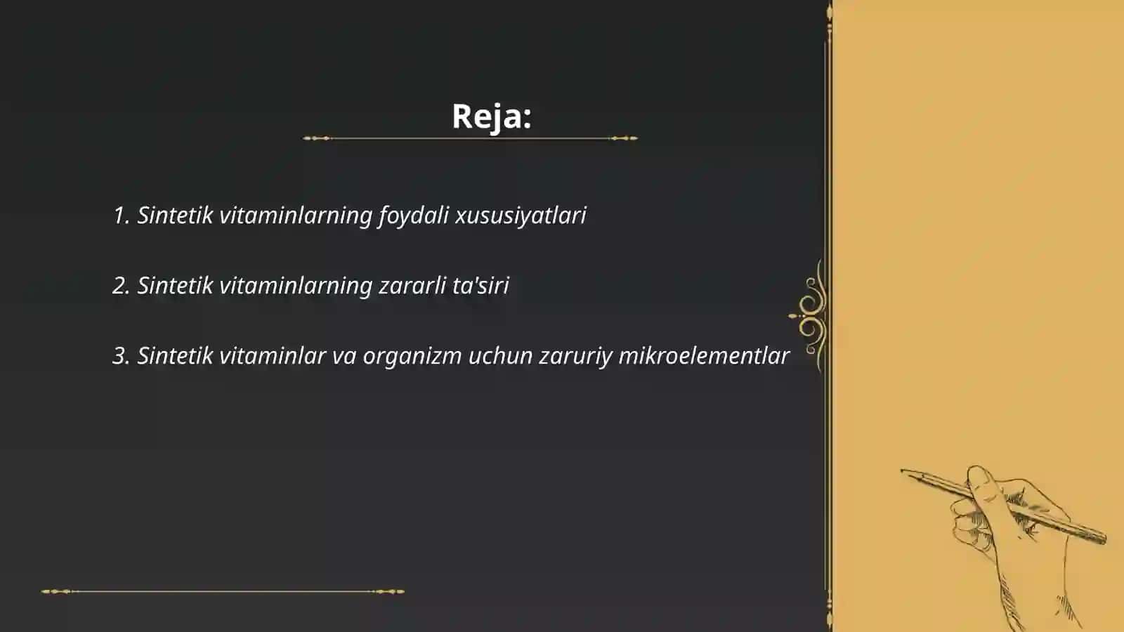 Sintetik vitaminlar. Foydali va zararli xususiyatlari 2