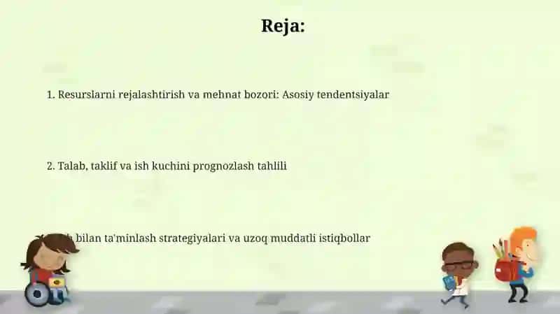 Resurslarni rejalashtirish va mehnat bozori tendentsiyalari: Kirish 2