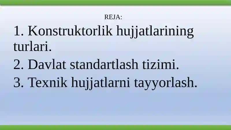 Konstruktorlik hujjatlarni tayyorlashning yagona tizimi 2