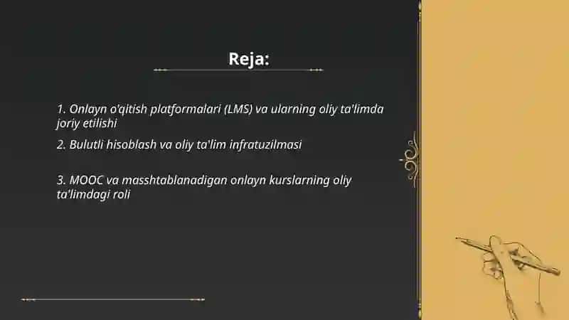 Onlayn o'qitish platformalari (LMS) va ularning oliy ta'limda joriy etilishi 2