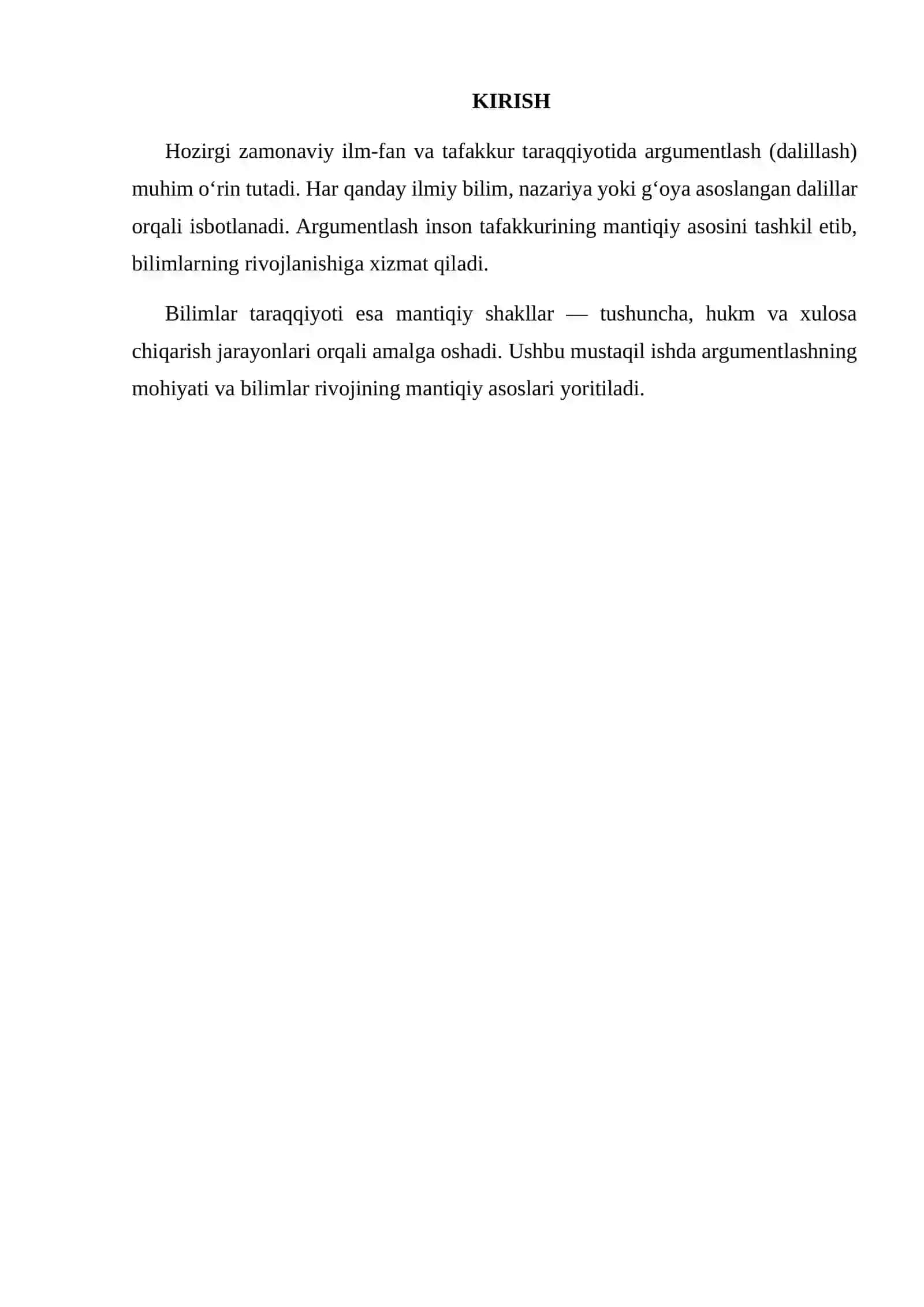 ARGUMENTLASH VA BILIMLAR TARAQQIYOTINING MANTIQIY SHAKLLARI 2