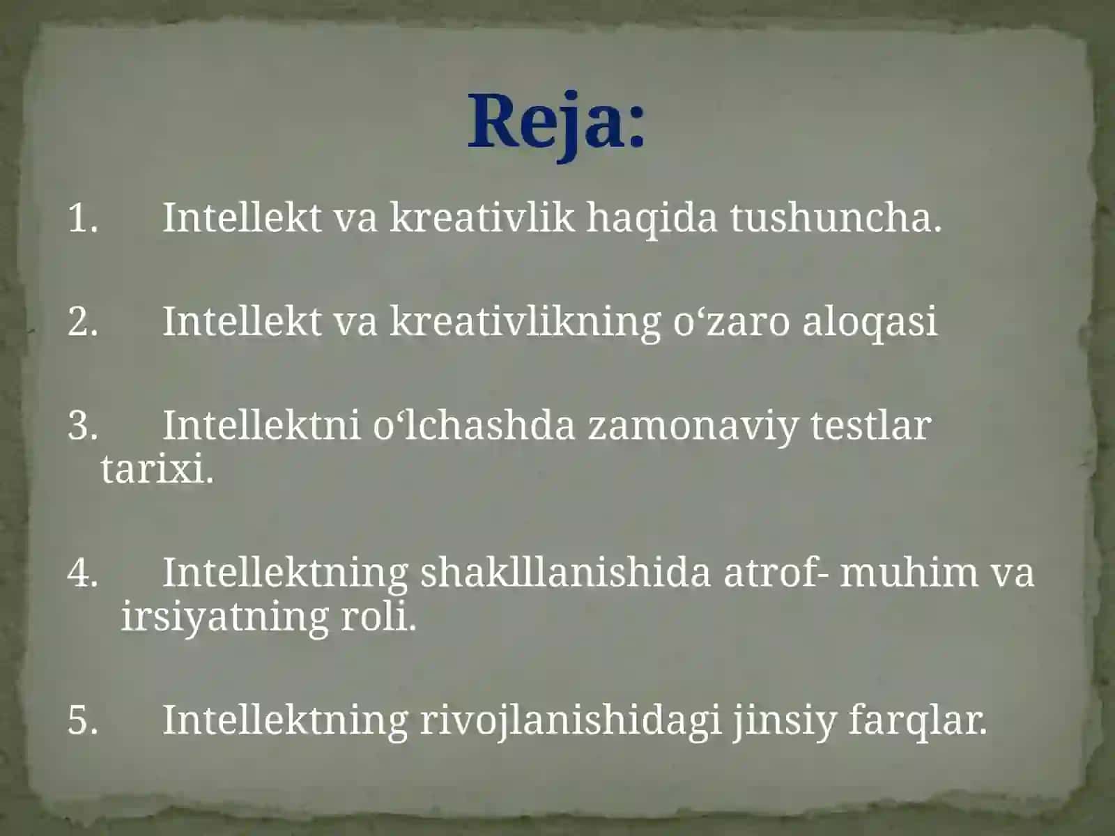 INTELLEKT VA KREATIVLIK NAZARIYASI 2