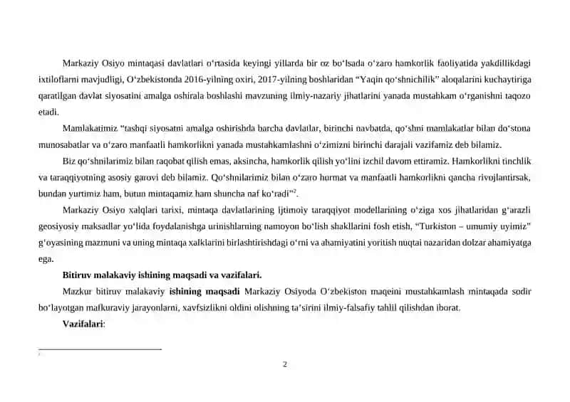 O'zbekistonning markaziy osiyoda tinchlik va barqarorlikni ta'minlashdagi o'rni 2