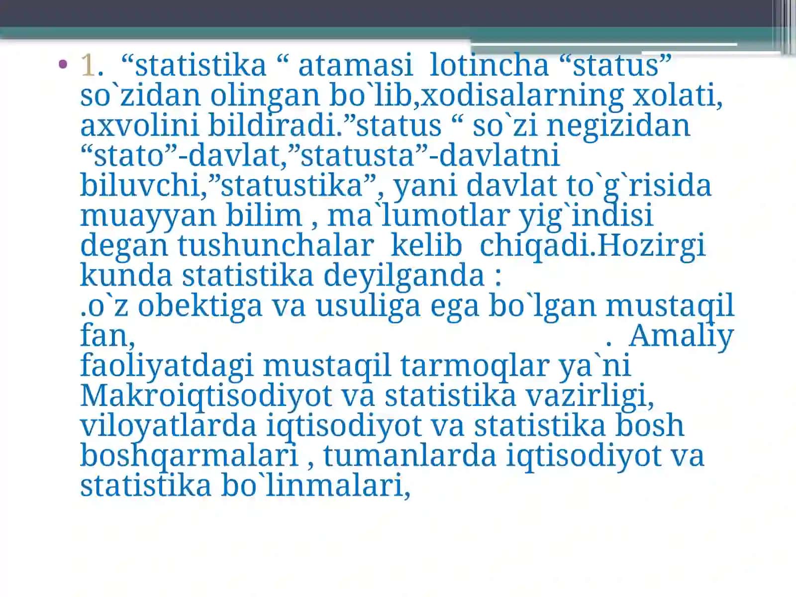 STATISTIKANING RIVOJLANISH TARIXI 2