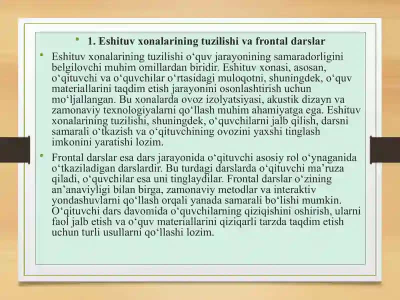ESHITUV XONALARIDA FRONTAL DARSLAR 2