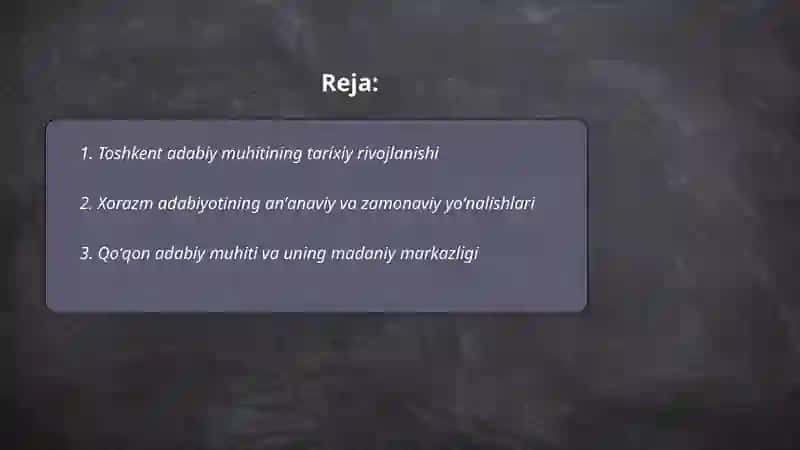 Toshkent, Xorazm va Qoʻqon adabiy muhiti 2