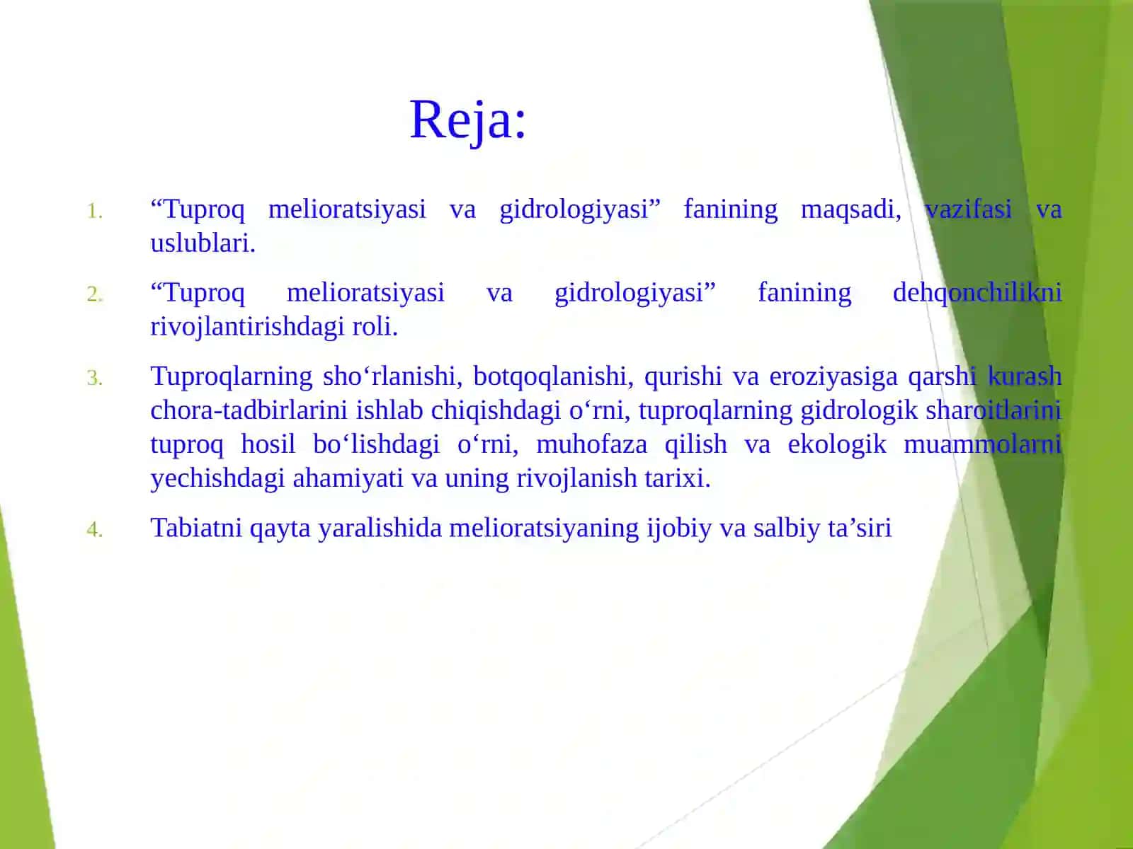 TUPROQ MELIORATSIYASI VA GIDROLOGIYASI 2