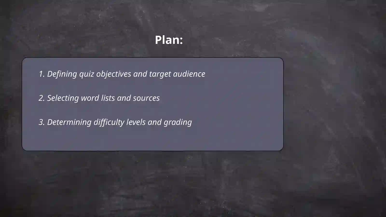 Word Quiz Planning 2