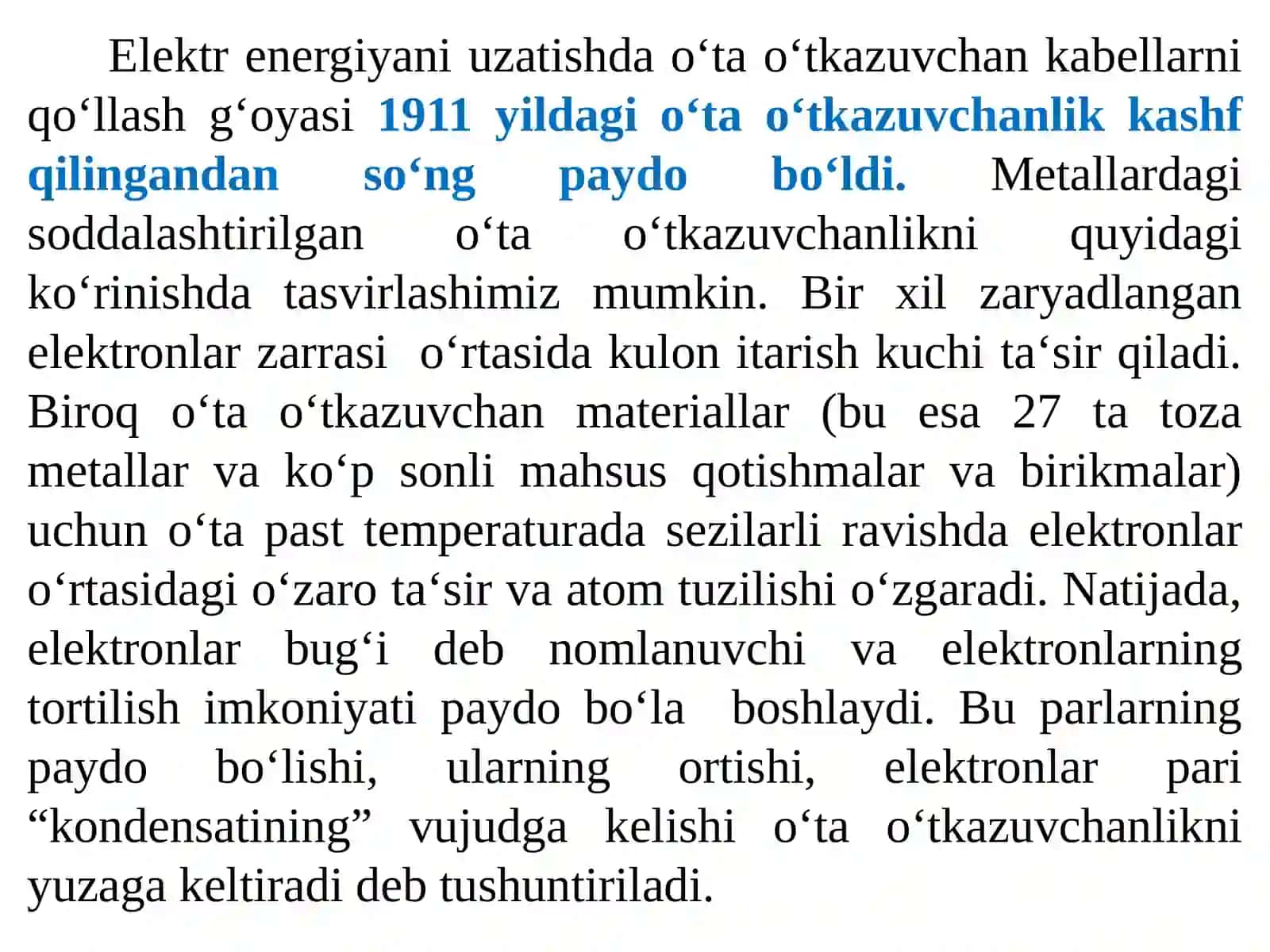 Elektruzatish liniyasi uchun o‘ta o‘tkazuvchan kabellar 2