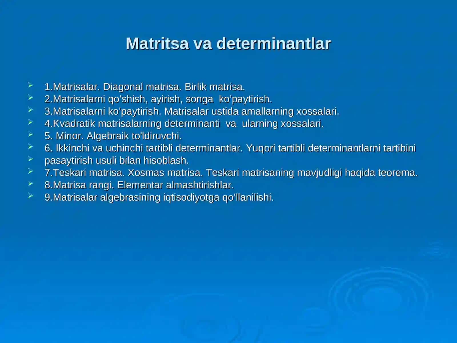 Matritsa va dеtеrminаntlаr 2