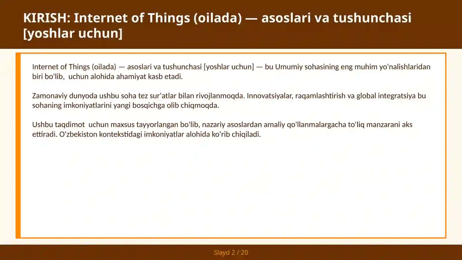 INTERNET OF THINGS (OILADA) — ASOSLARI VA TUSHUNCHASI [YOSHLAR UCHUN] 2
