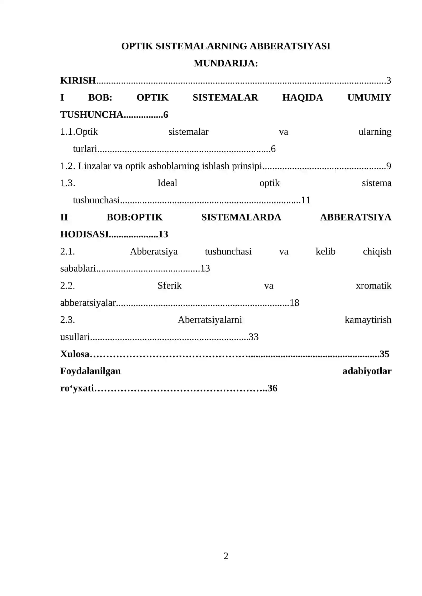 OPTIK SISTEMALARNING ABBERATSIYASI 2