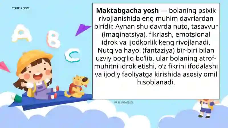 Maktabgacha yoshdagi bolalarda nutq va hayolning rivojlanishi 2
