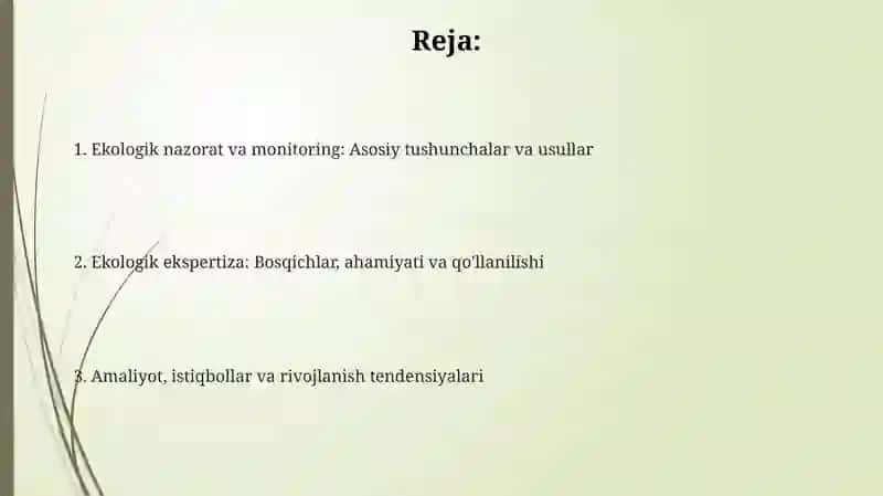 Ekologik nozorat, ekologik monitoring va ekologik ekspertiza 2