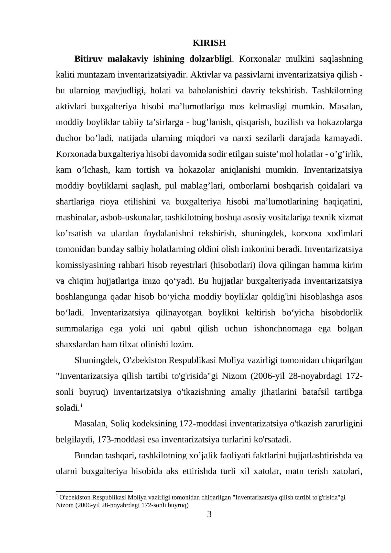 INVENTARIZATSIYANI O’TKAZISH TARTIBI VA NATIJALARINI RASMIYLASHTIRISH 2