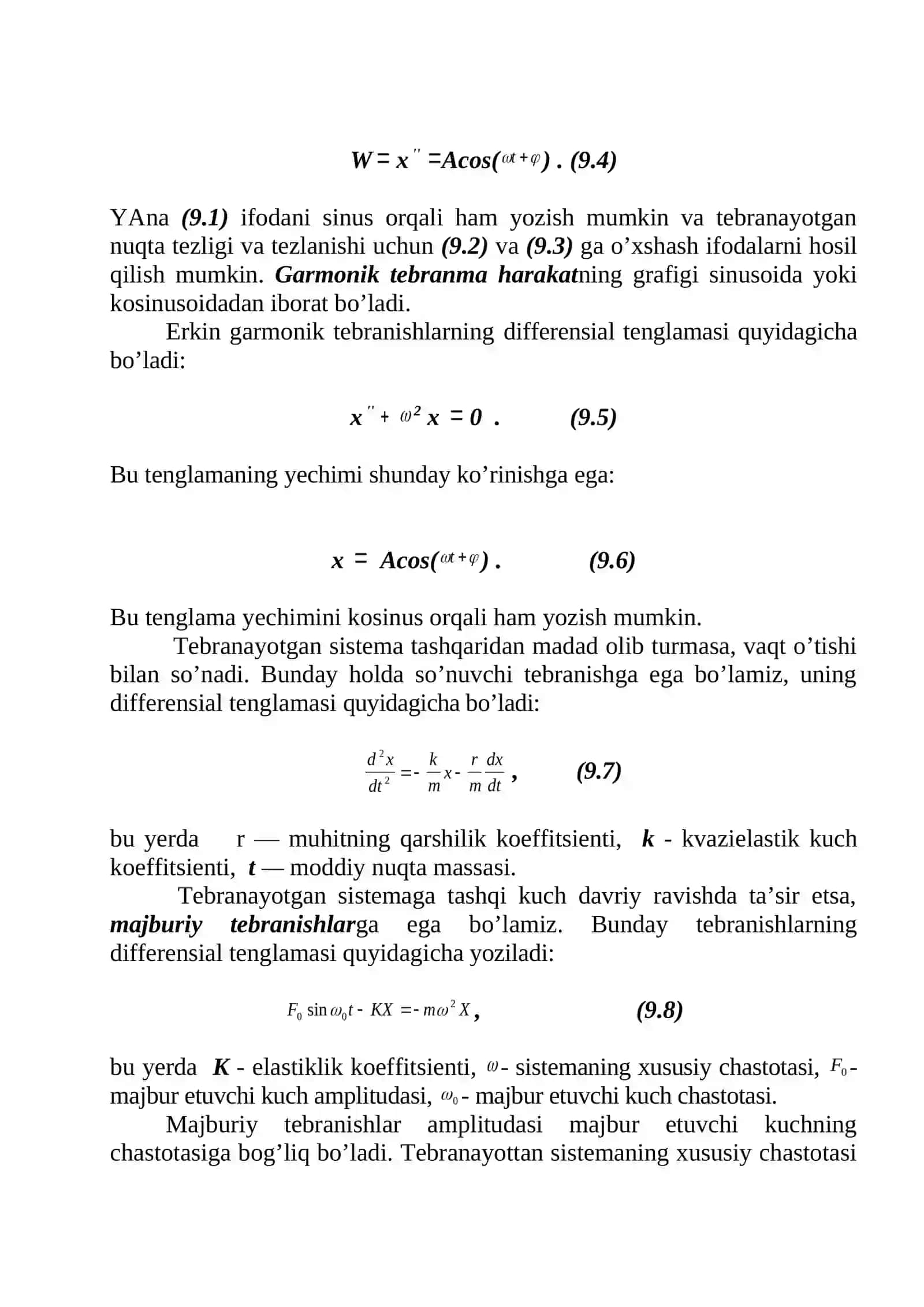 Tebranishlar va To'lqinlar. Tebranma Harakat 2