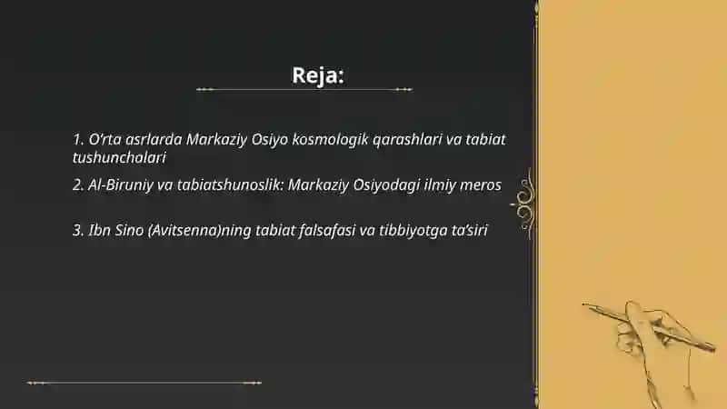 O‘rta asrlarda Markaziy Osiyoda tabiat haqidagi tushunchalarning rivojlanishi 2
