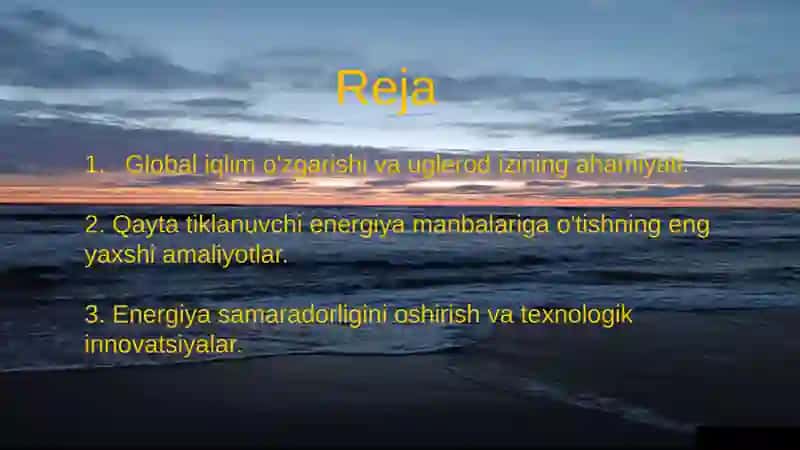 Uglerod izini kamaytirish strategiyalari: xalqaro tajribalar va O'zbekiston misolida 2