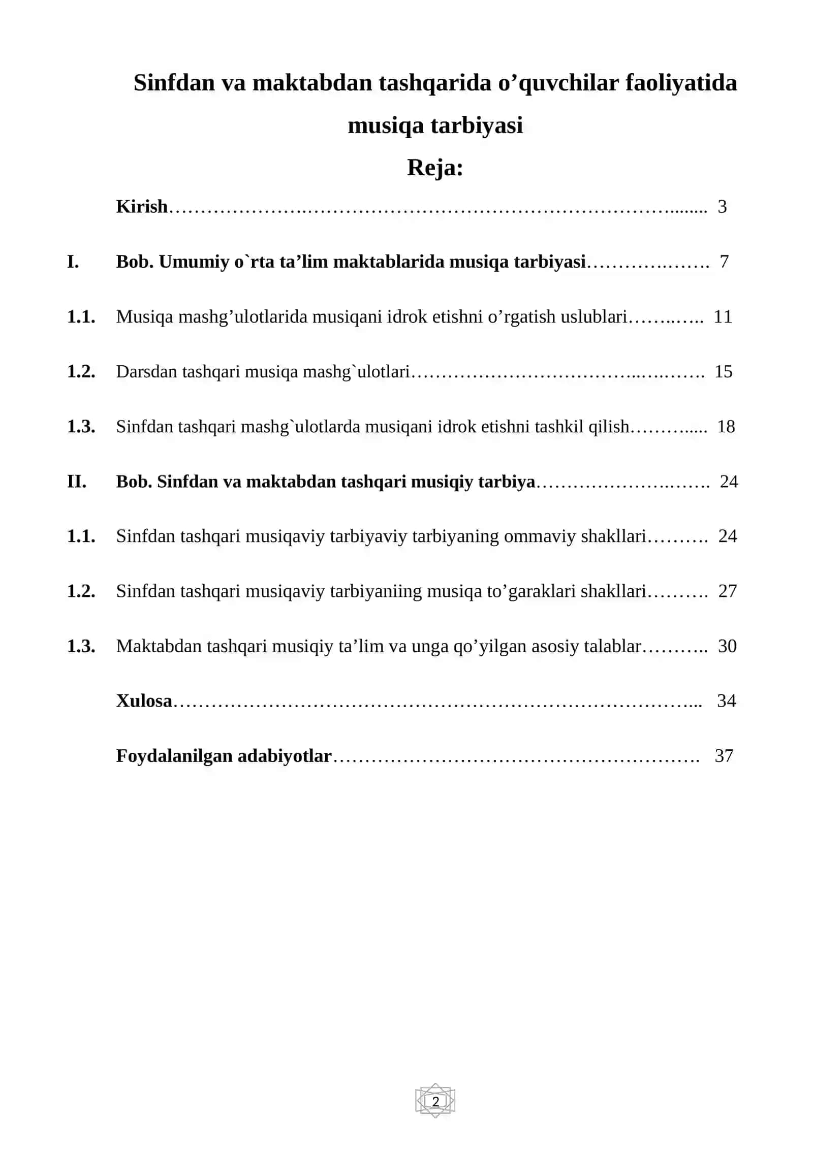 Sinfdan va maktabdan tashqarida o'quvchilar faoliyatida musiqa tarbiyasi 2