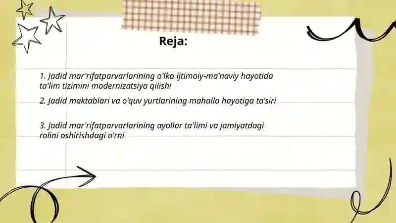 Jadid mar'rifatparvarlarining o'lka ijtimoiy-ma'naviy hayotida tutgan o'rni 2