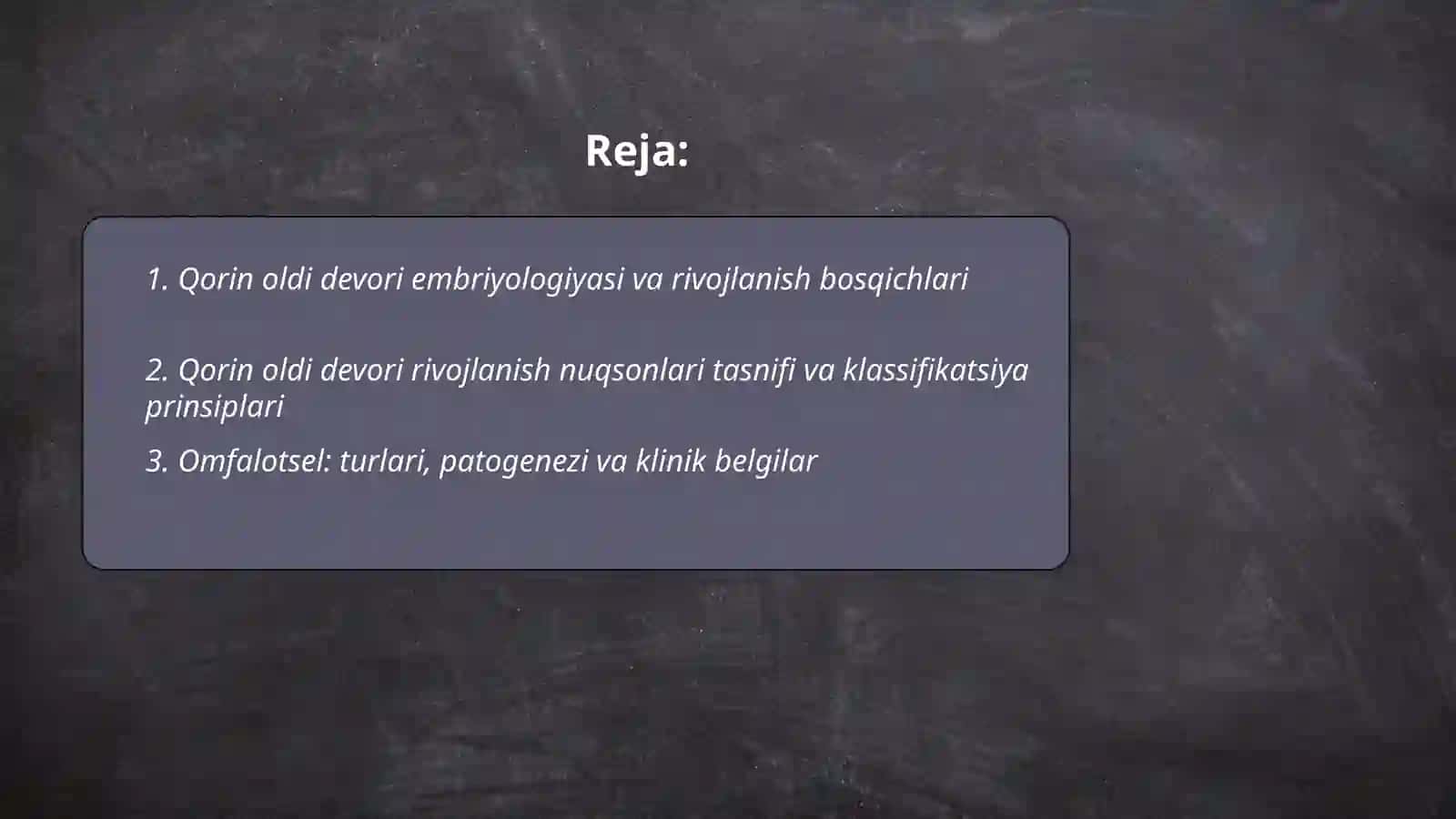 Qorin oldi devorining rivojlanish nuqsonlari va anomaliyalari tasnifi 2