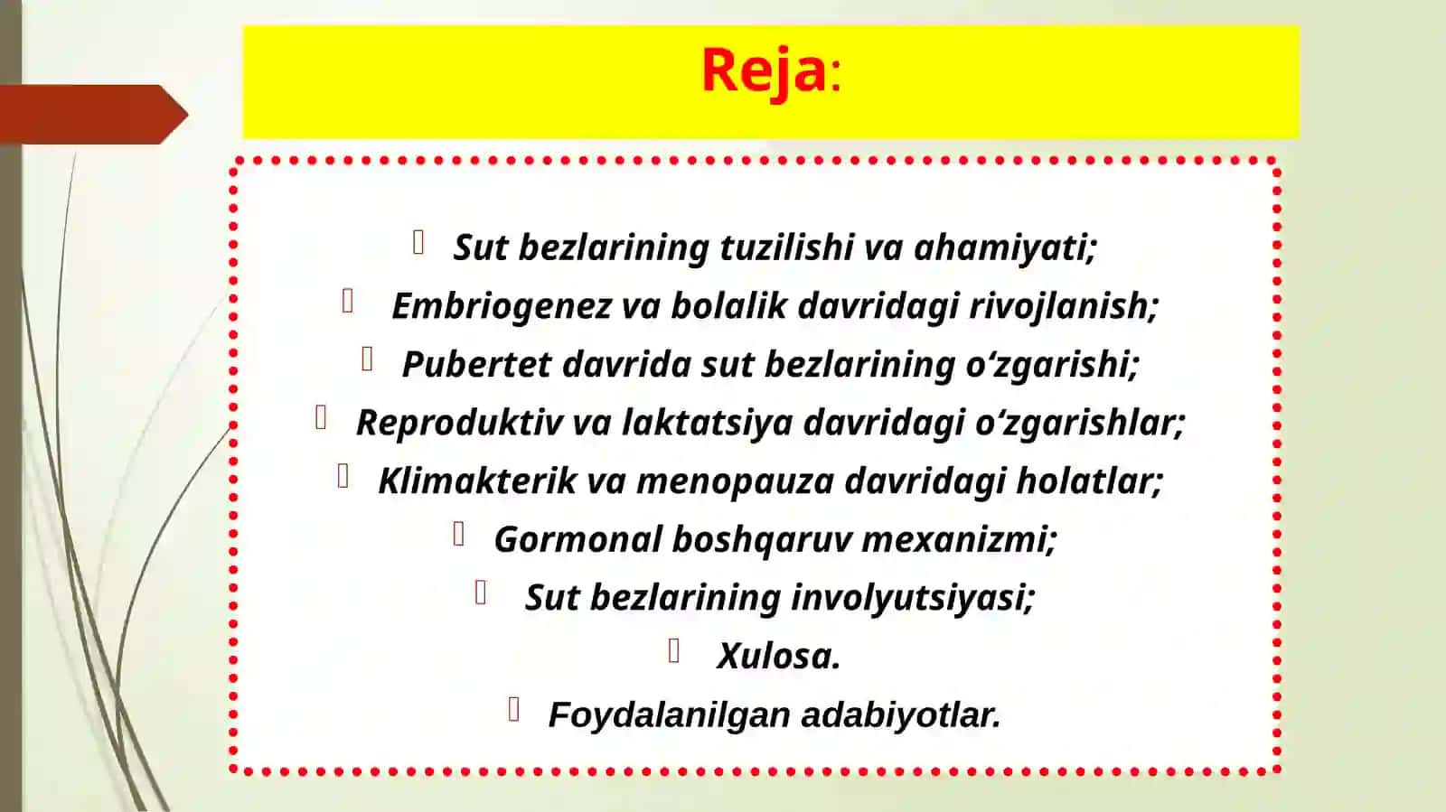 Tibbiy biologiya va umumiy genetika fanidan sut bezlarining yoshga qaraboʻzgarishi 2