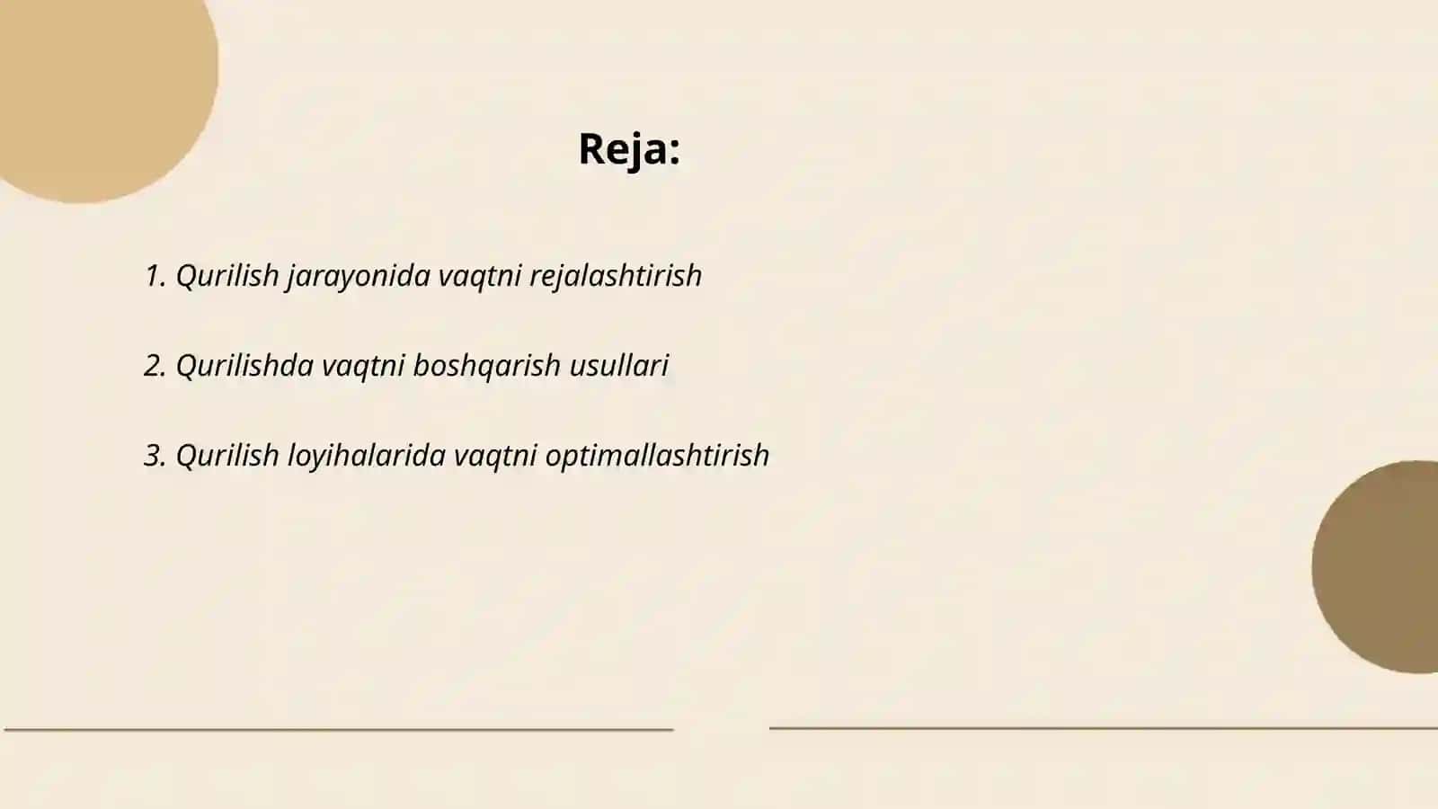 Qurilishda vaqt omili 2