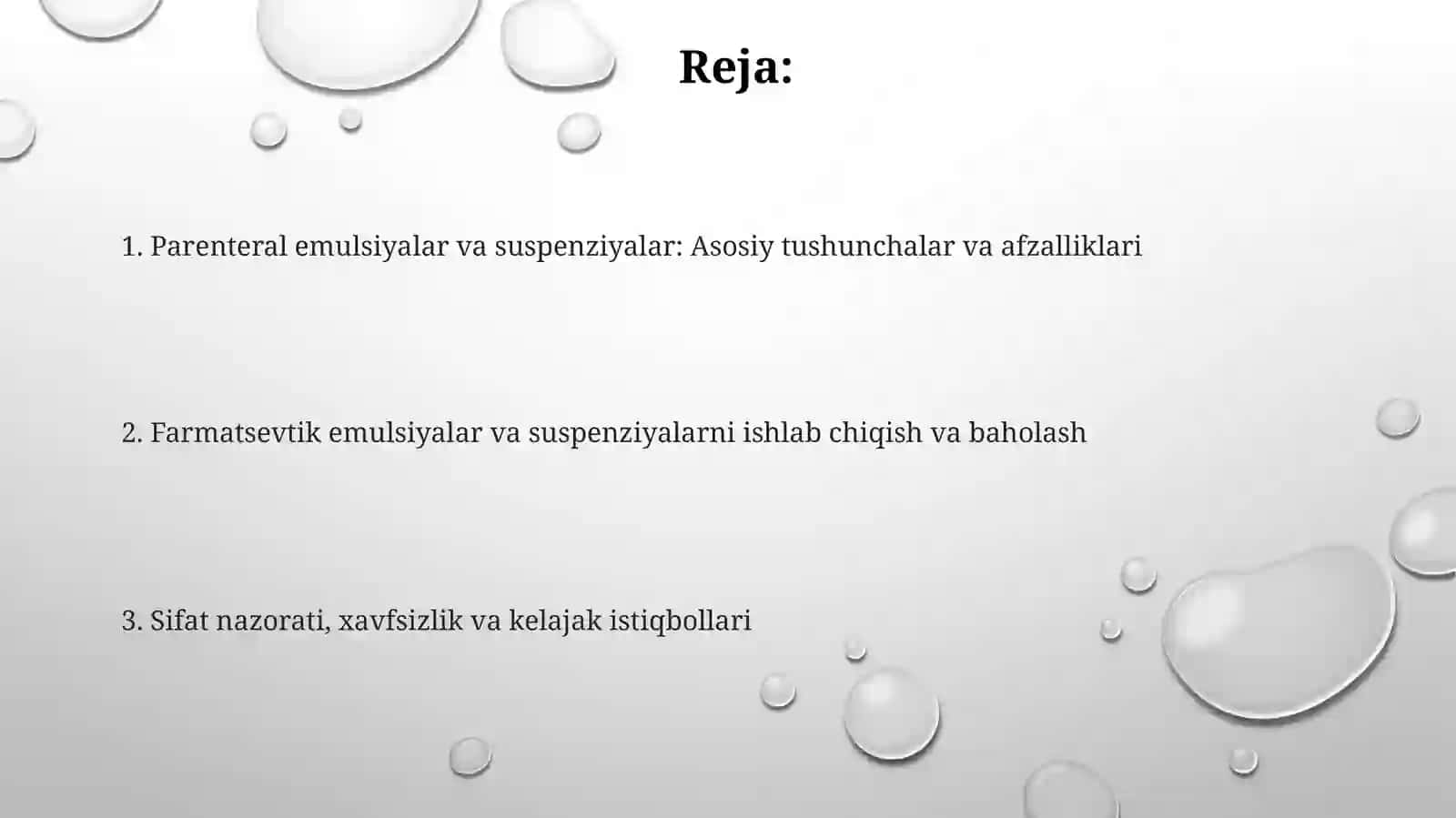 Parenteral foydalanish uchun emulsiyalar va suspenziyalar 2