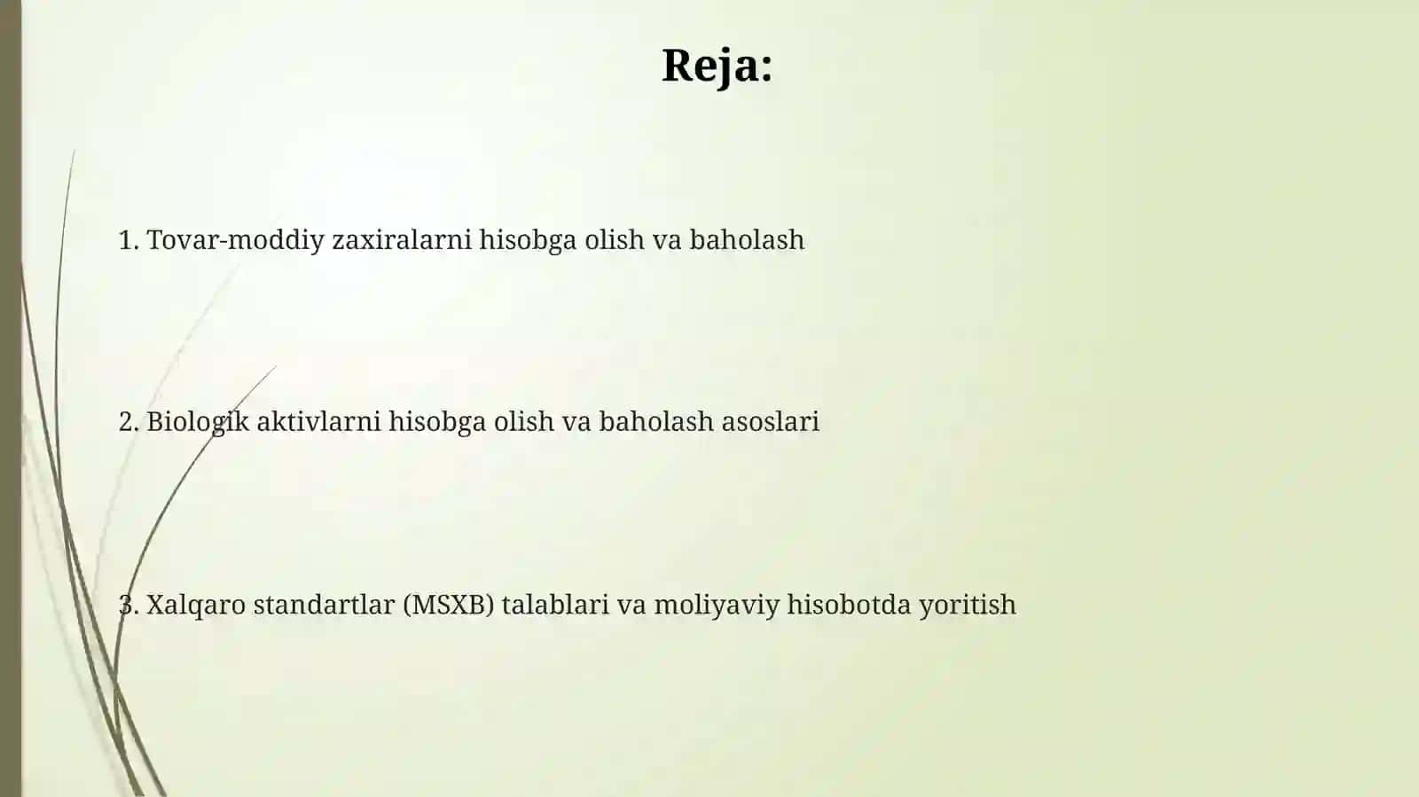 Biologik aktivlar hisobi 2