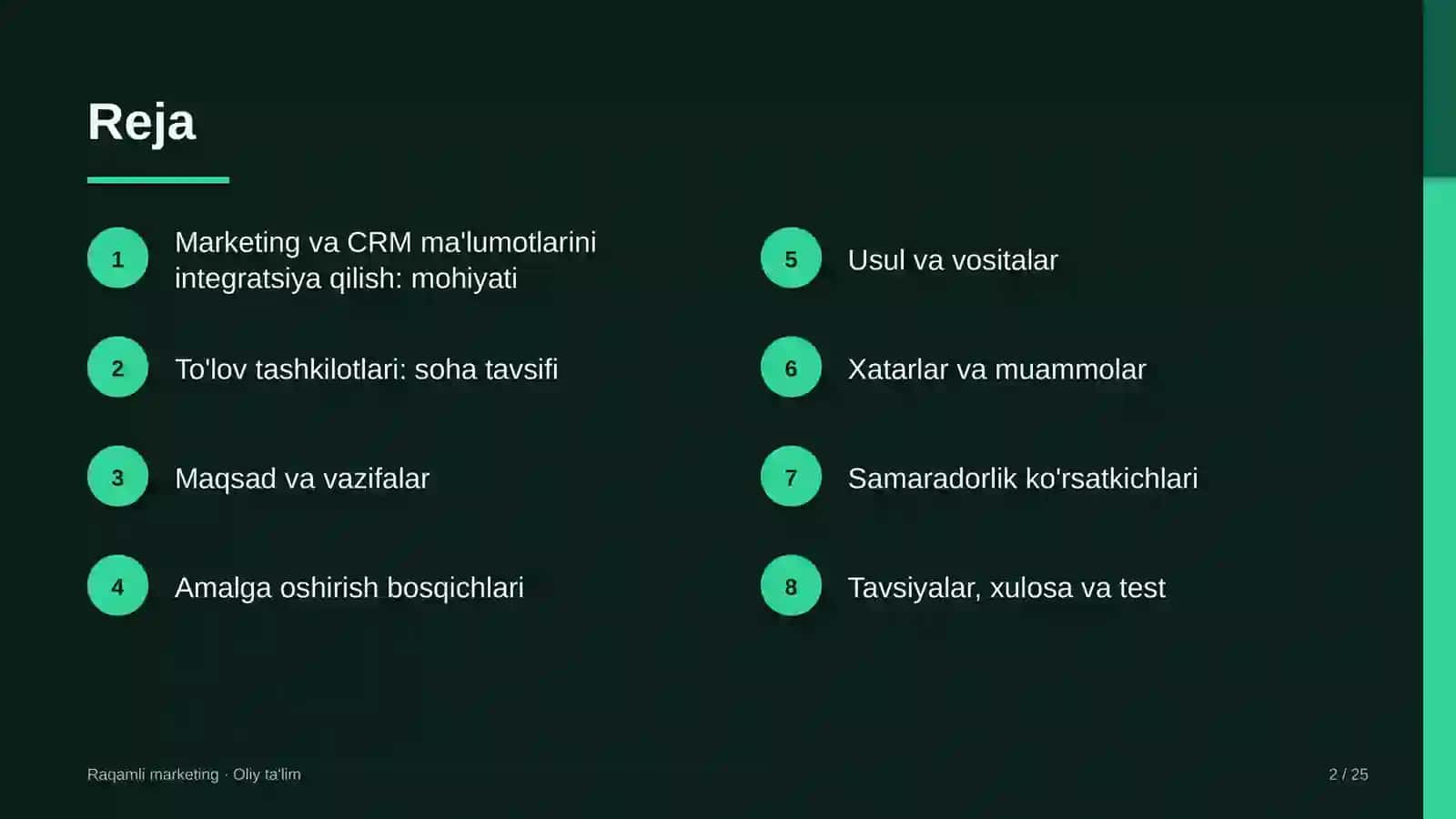 to'lov tashkilotlarida marketing va crm ma'lumotlarini integratsiya qilish 5486 2
