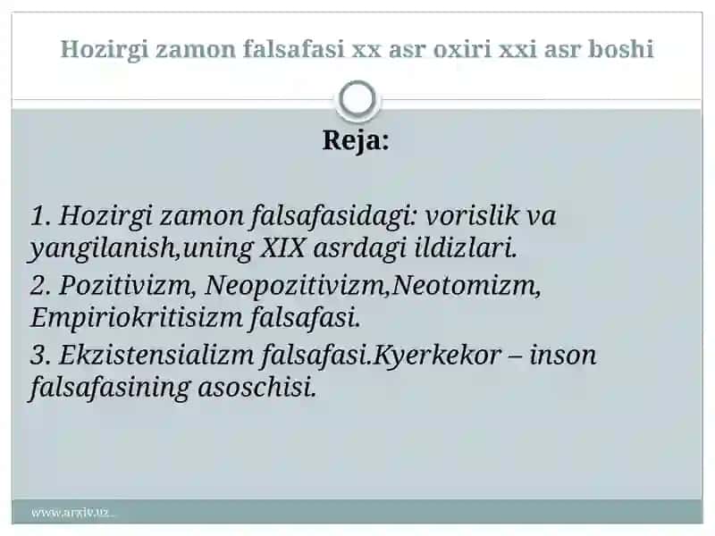 Hozirgi Zamon Falsafasi XX Asr Oxiri XXI Asr Boshi 2