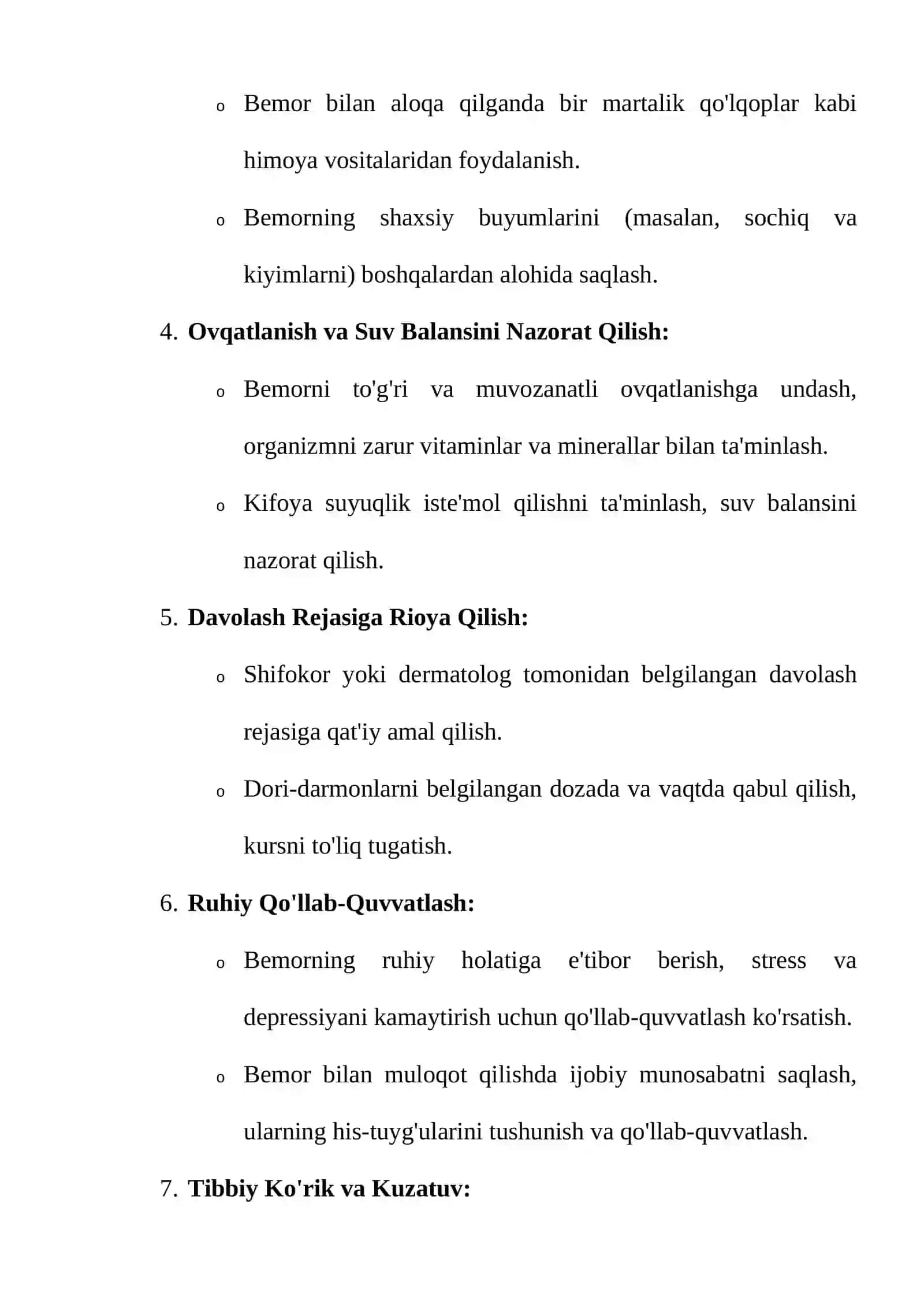 TERINING YIRINGLI KASALLIKLARI BILAN OG'RIGAN BEMORLARNI PARVARISH QILISH 2