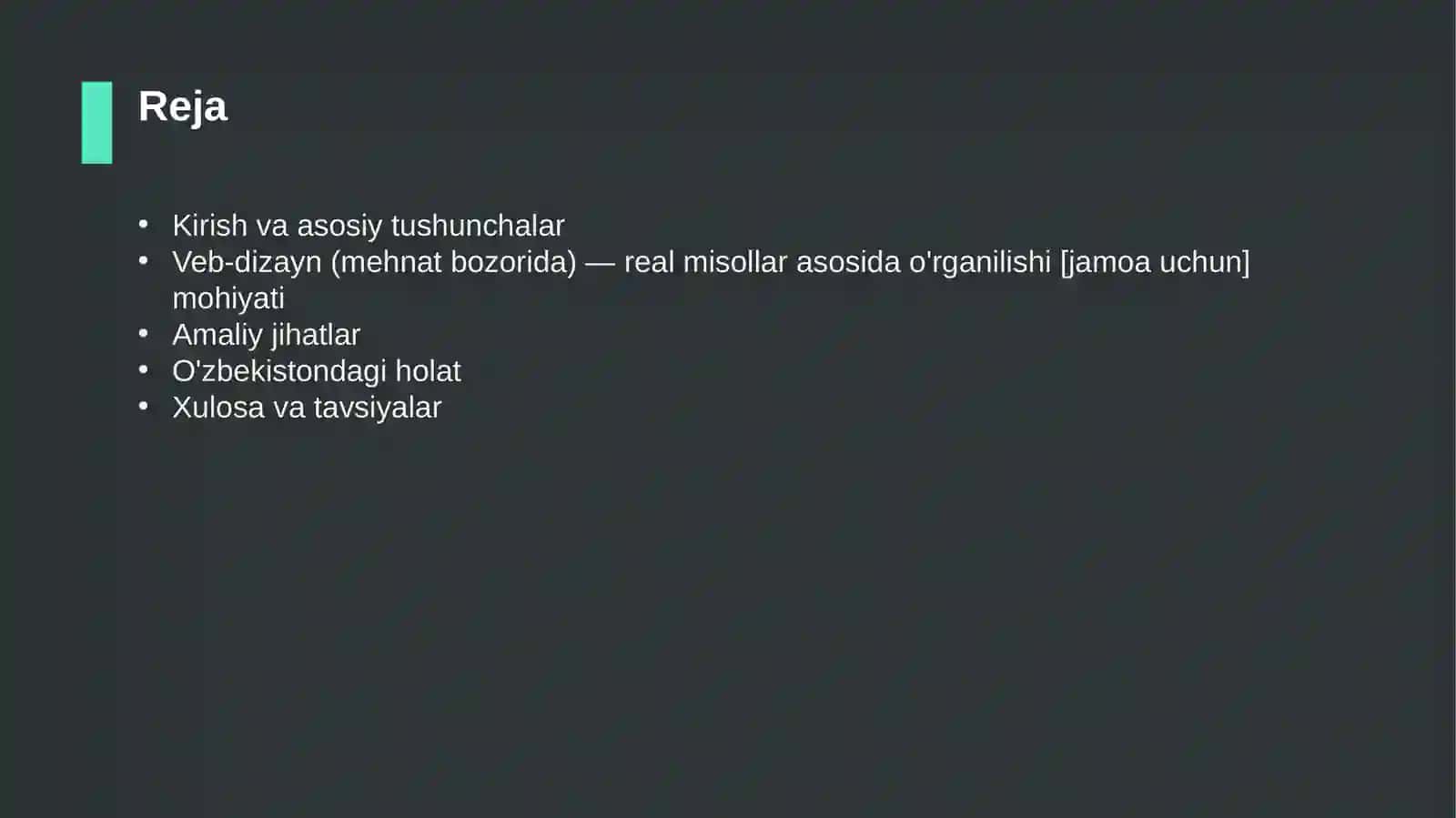 Veb-dizayn (mehnat bozorida) — real misollar asosida o'rganilishi [jamoa uchun] 2