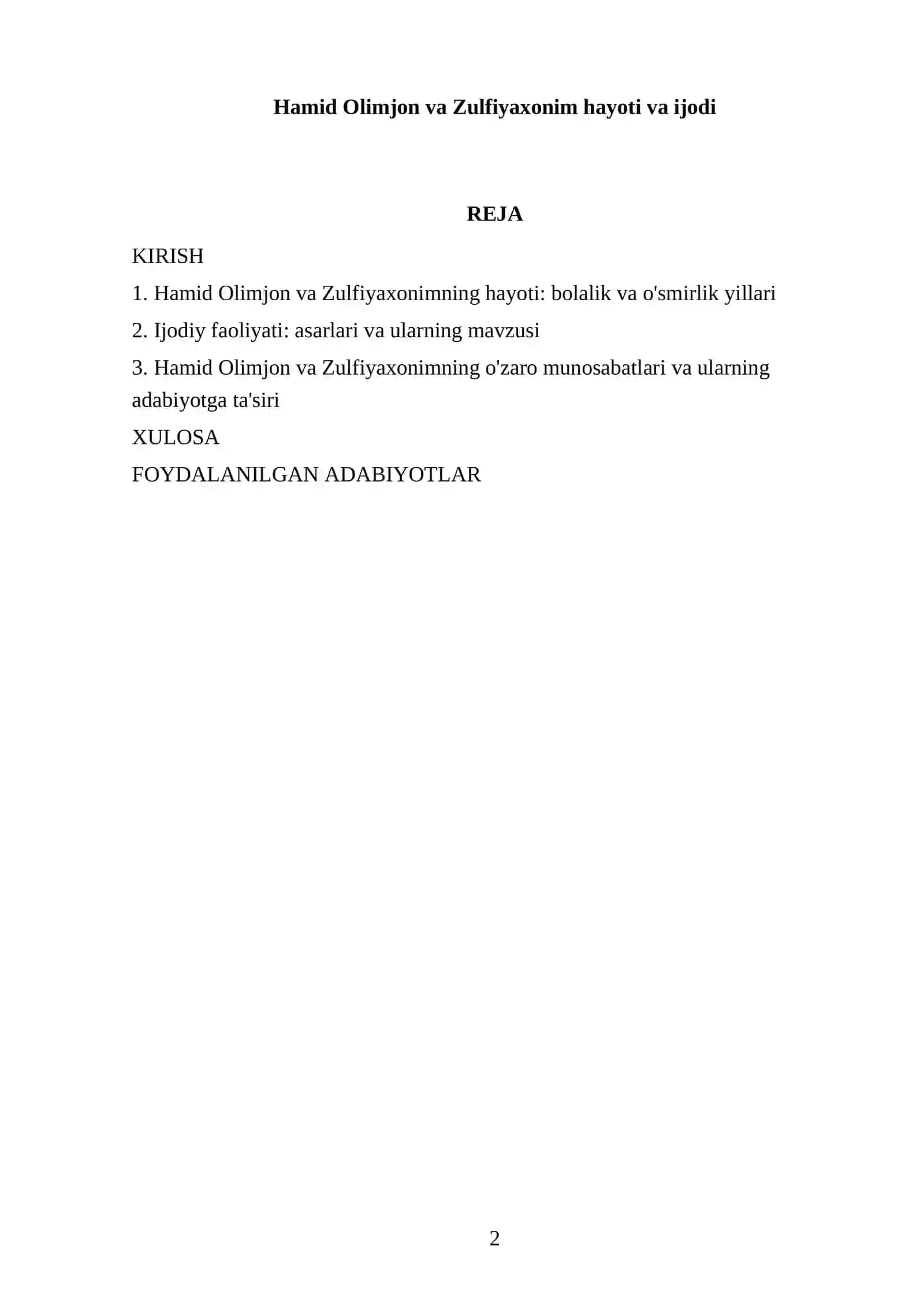 Hamid Olimjon va Zulfiyaxonim hayoti va ijodi 2