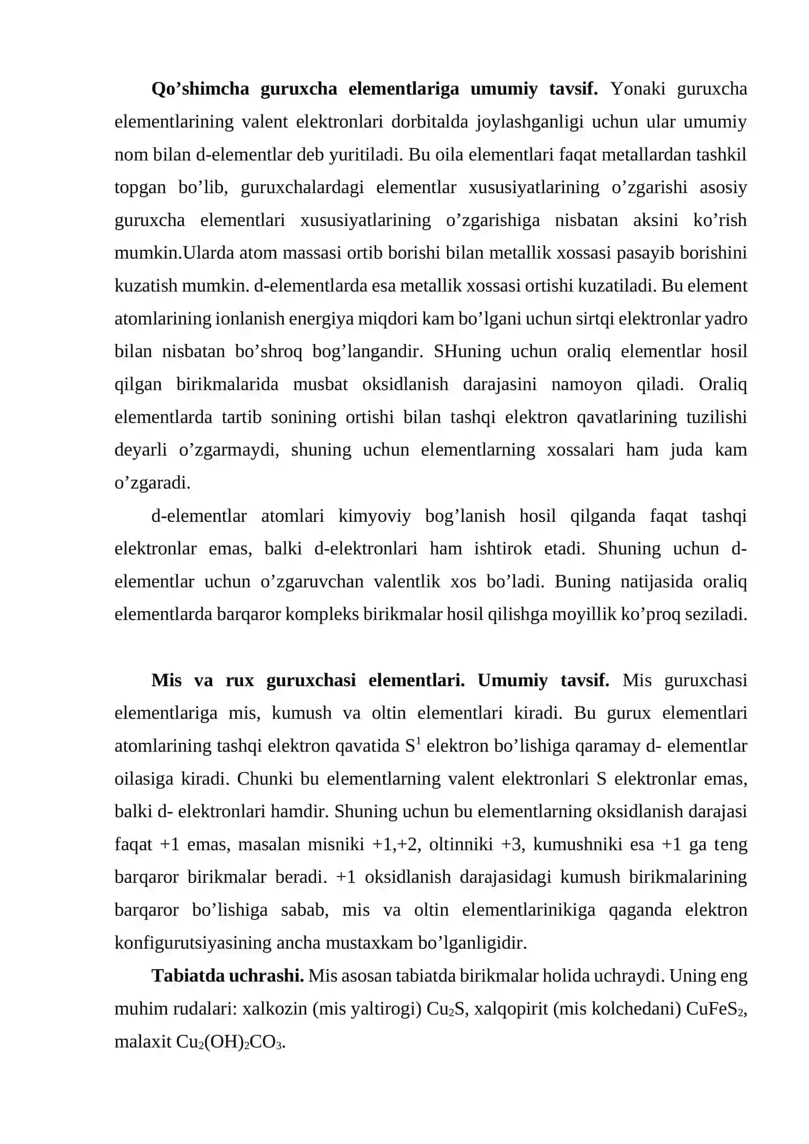 Qo’shimcha guruxcha elеmеntlari. d – elementlar 2