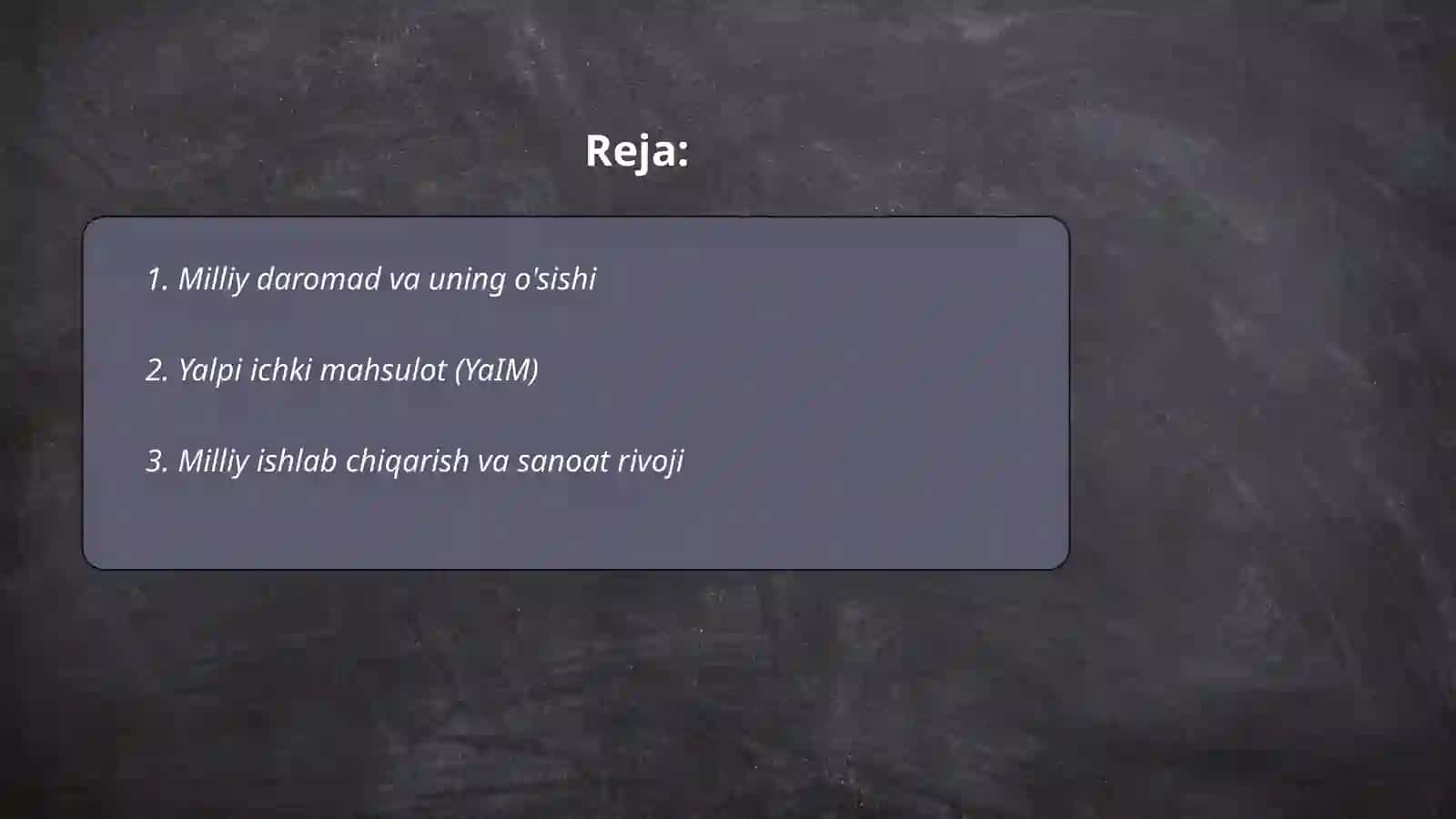 Milliy Iqtisodiyot va uning Makroiqtisodiy ko'rsatgichlari 2