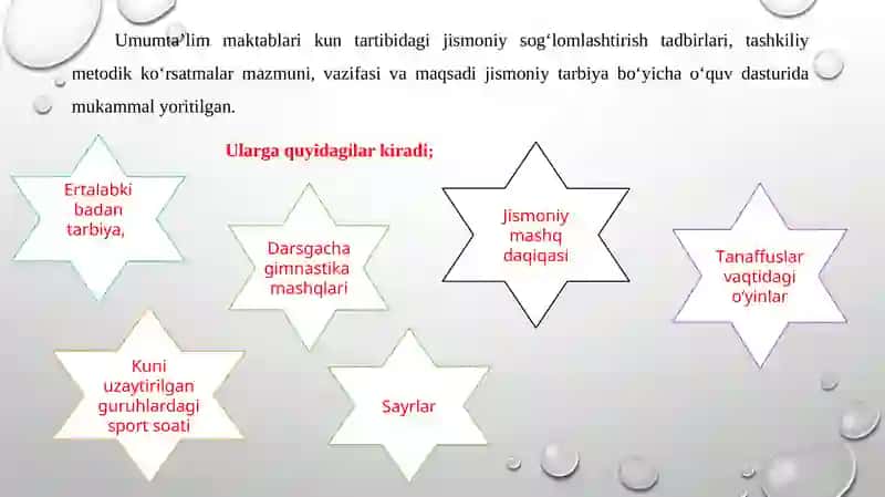 Sinfdan tashqari olib boriladigan jismoniy tarbiya ishlariga tavsiya 2