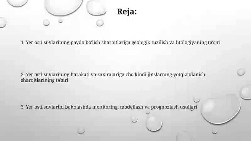 Yer osti suvlarining harakati va zaxiralariga cho'kindi jinslarning yotqiziqlanish sharoitlarining ta'siri 2