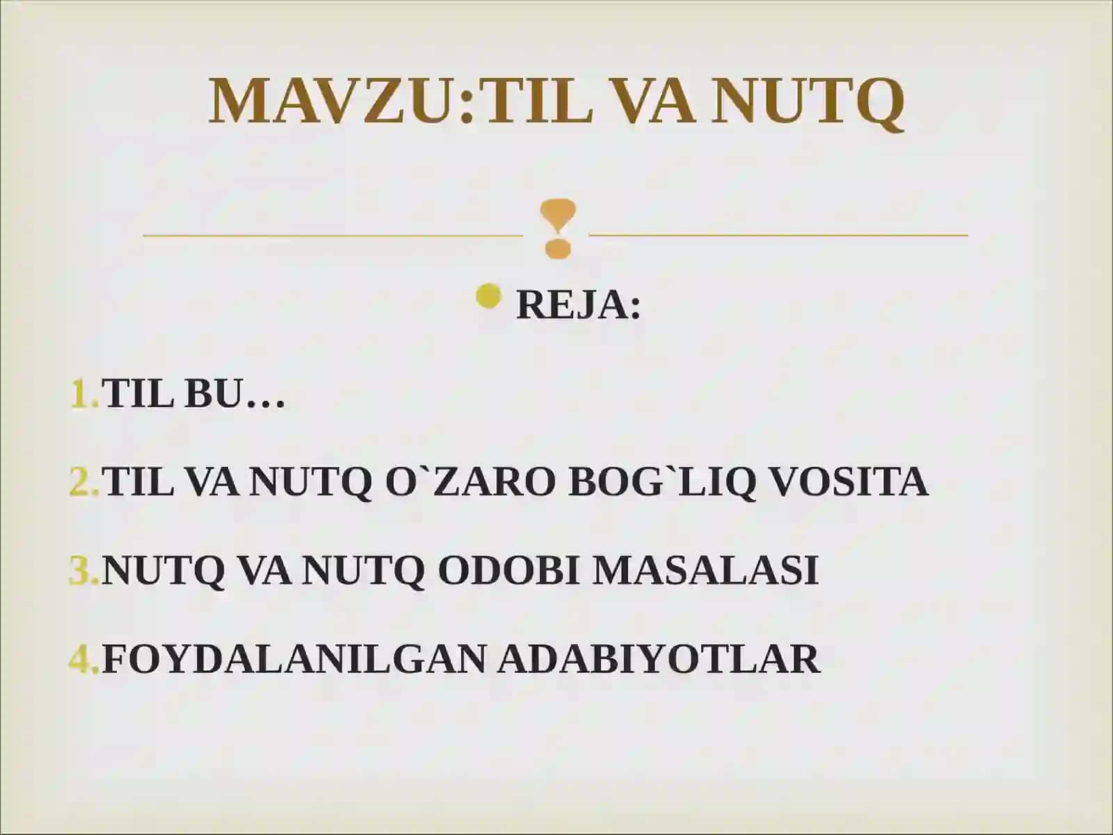 O`qituvchi nutq madaniyati fanidan tayyorlagan mustaqil ishi 2