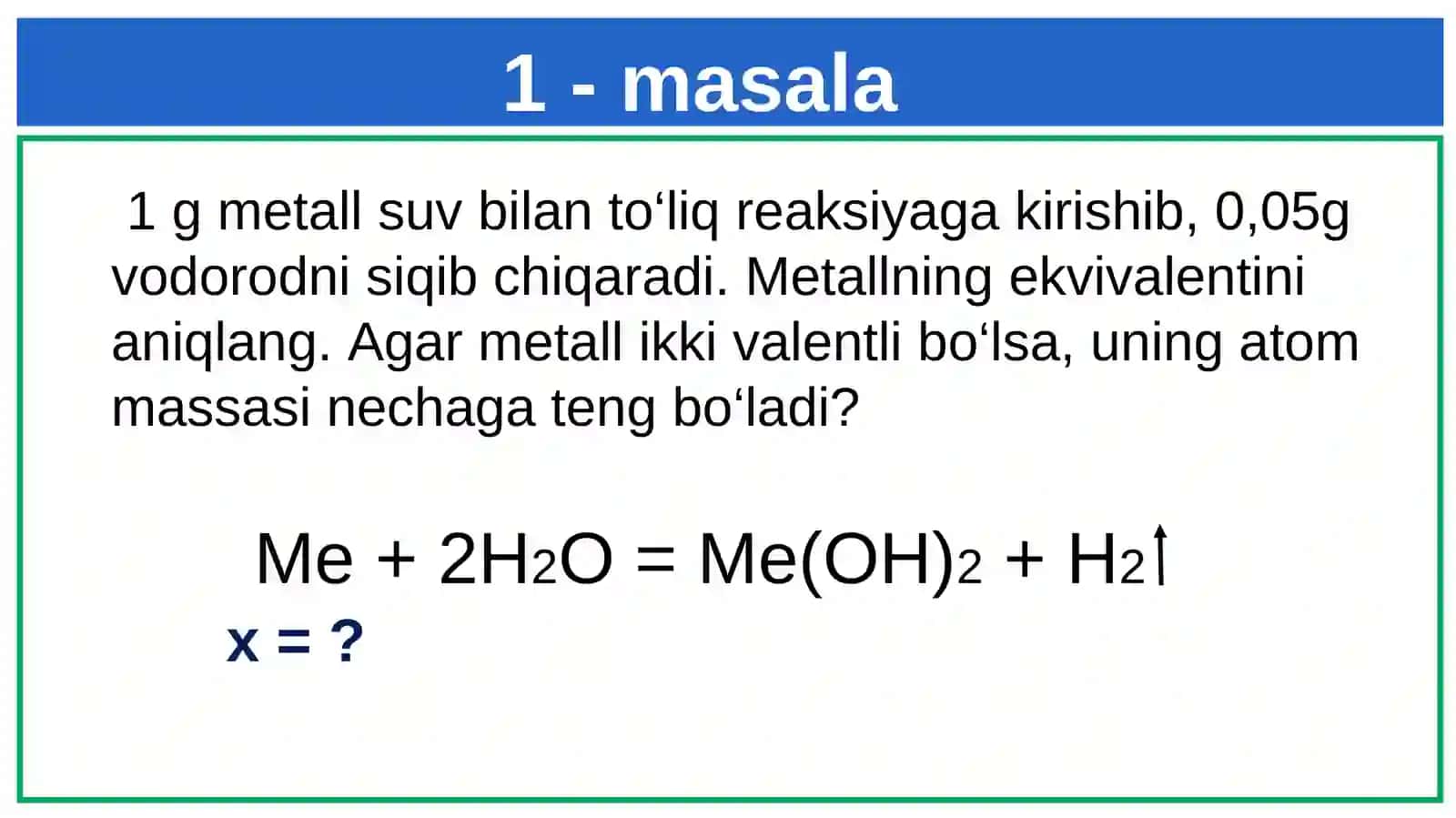 Ekvialentga oid masalalar. 2