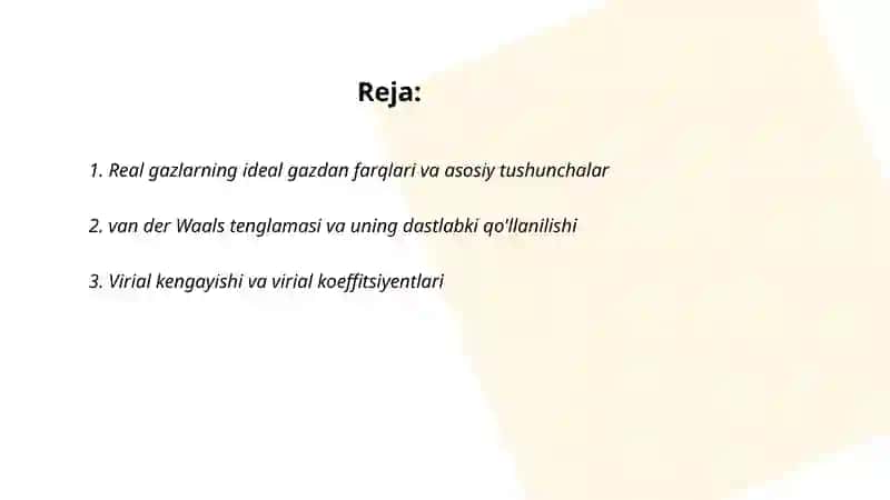 Real gazlar va ularda kechadigan termodinamik jarayonlar 2
