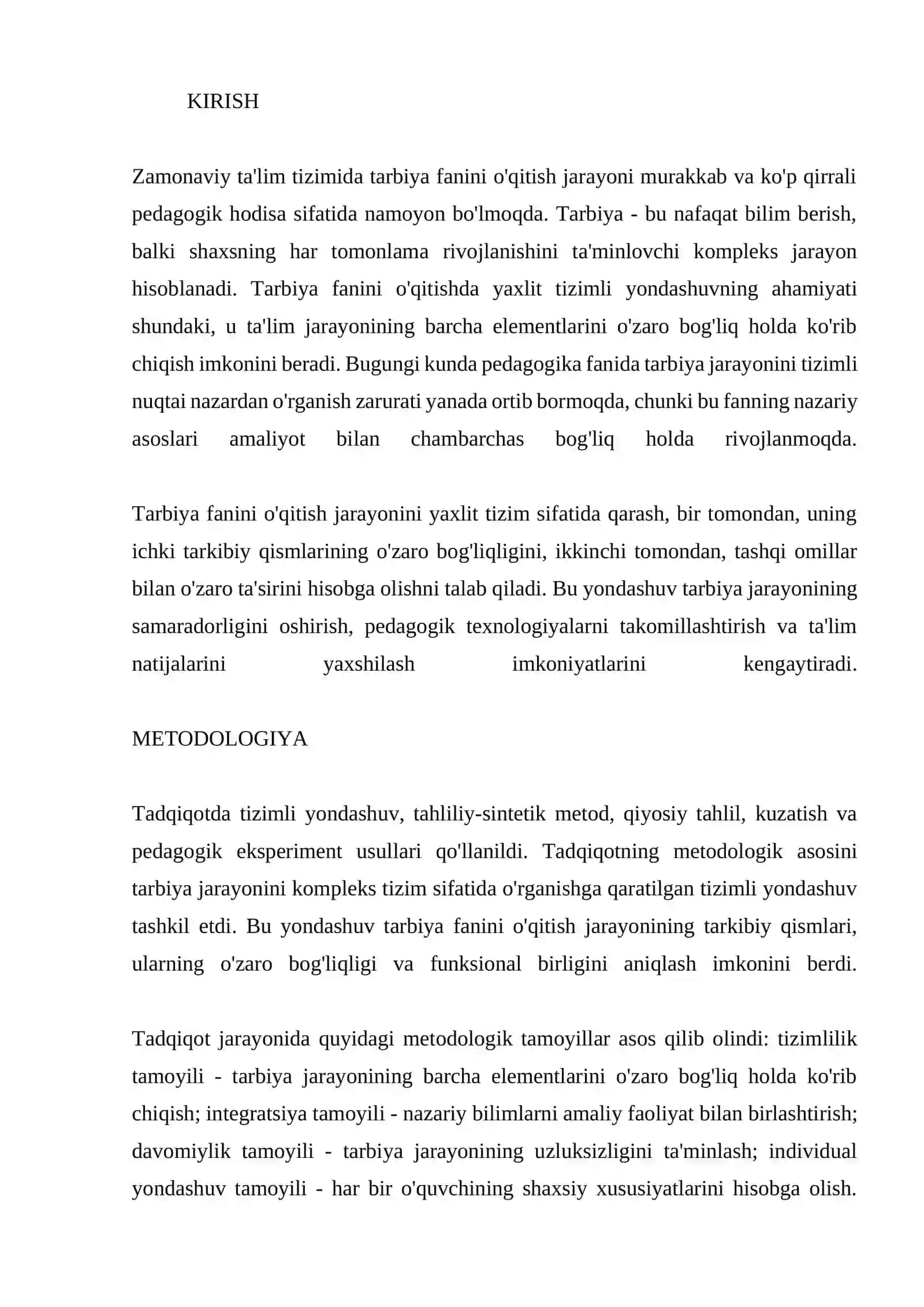 TARBIYA FANINI OQITISH JARAYONI YAXLIT TIZIM SIFATIDA 2