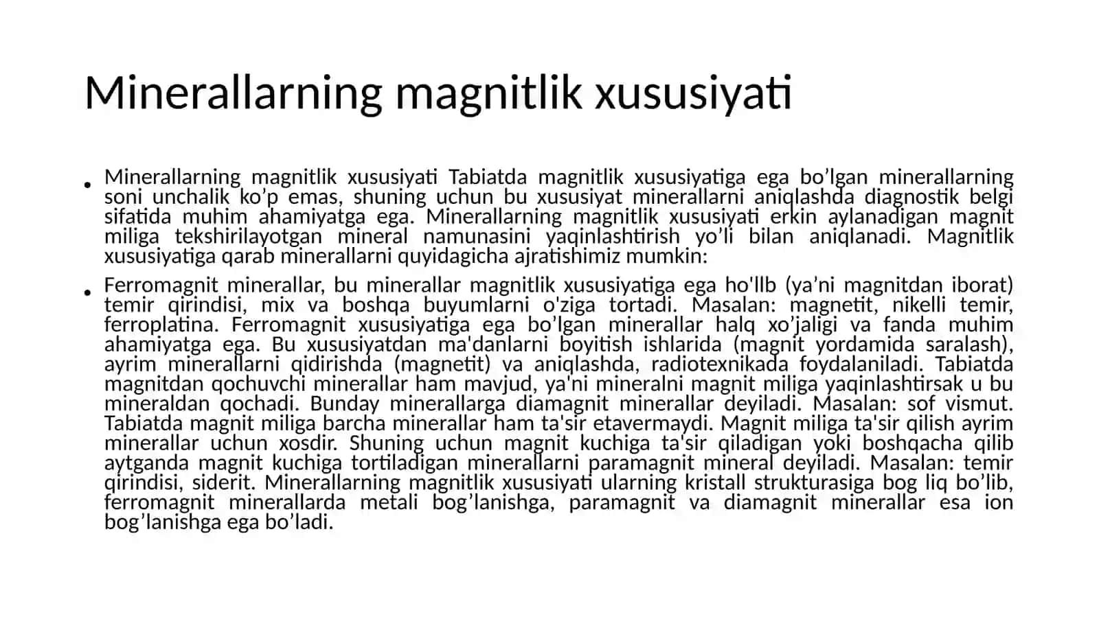 Minerallarning magnitlik xususiyati 2