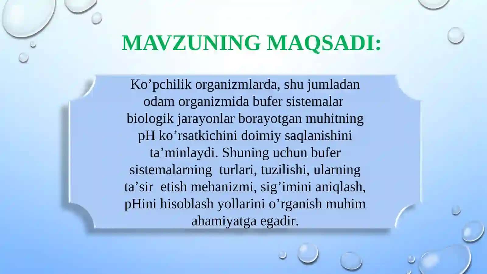 TIBBIY KIMYO FANI KISLOTA – ASOSLI MUVOZANAT. BUFER ERITMALAR 2