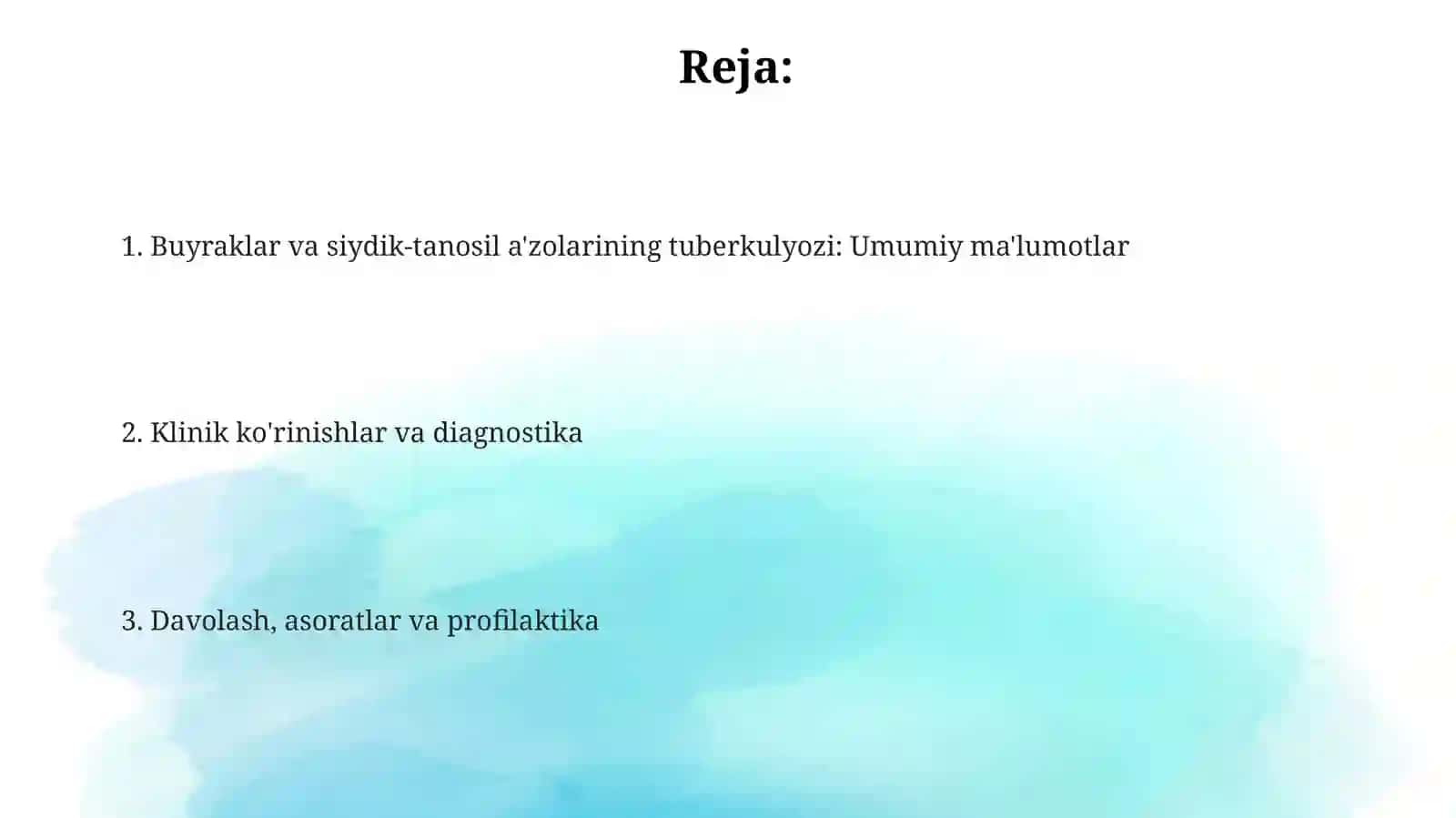 Buyraklar va siydik tanosil organlar sili 2