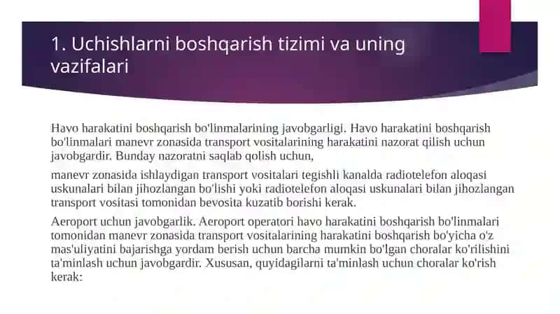 Uchishni boshqarish va bajarishning asosiy qoidalari 2