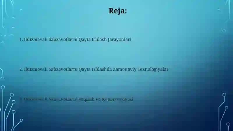 Ildizmevali Sabzavotlarni Qayta Ishlash Jarayonlari 2