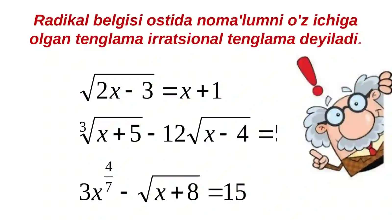 Irratsional  tenglamalar 2