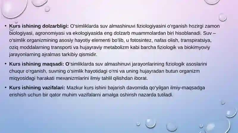 O’simliklarda suv almashinuvi fiziologiyasi 2